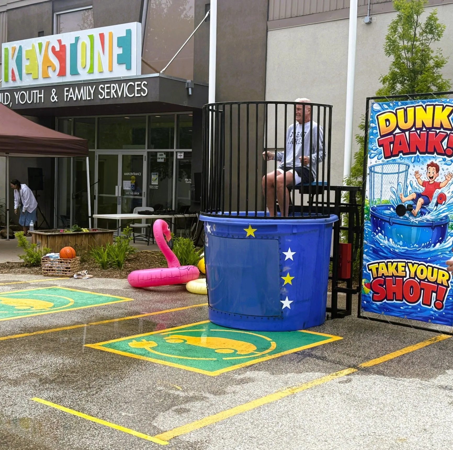 A dunk tank at the Keystone Family Fun Day